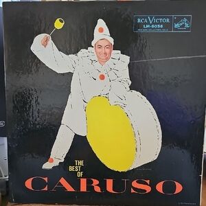 V033. Caruso Vinyl Record with Black and White Text
